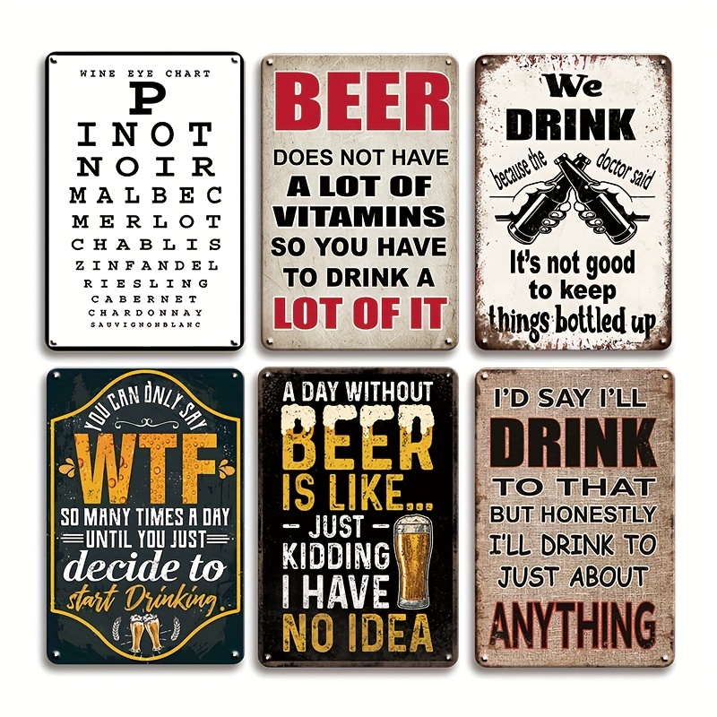 Beer And Wine Quote - 1 Stuk Vintage 2D Platte Grappige