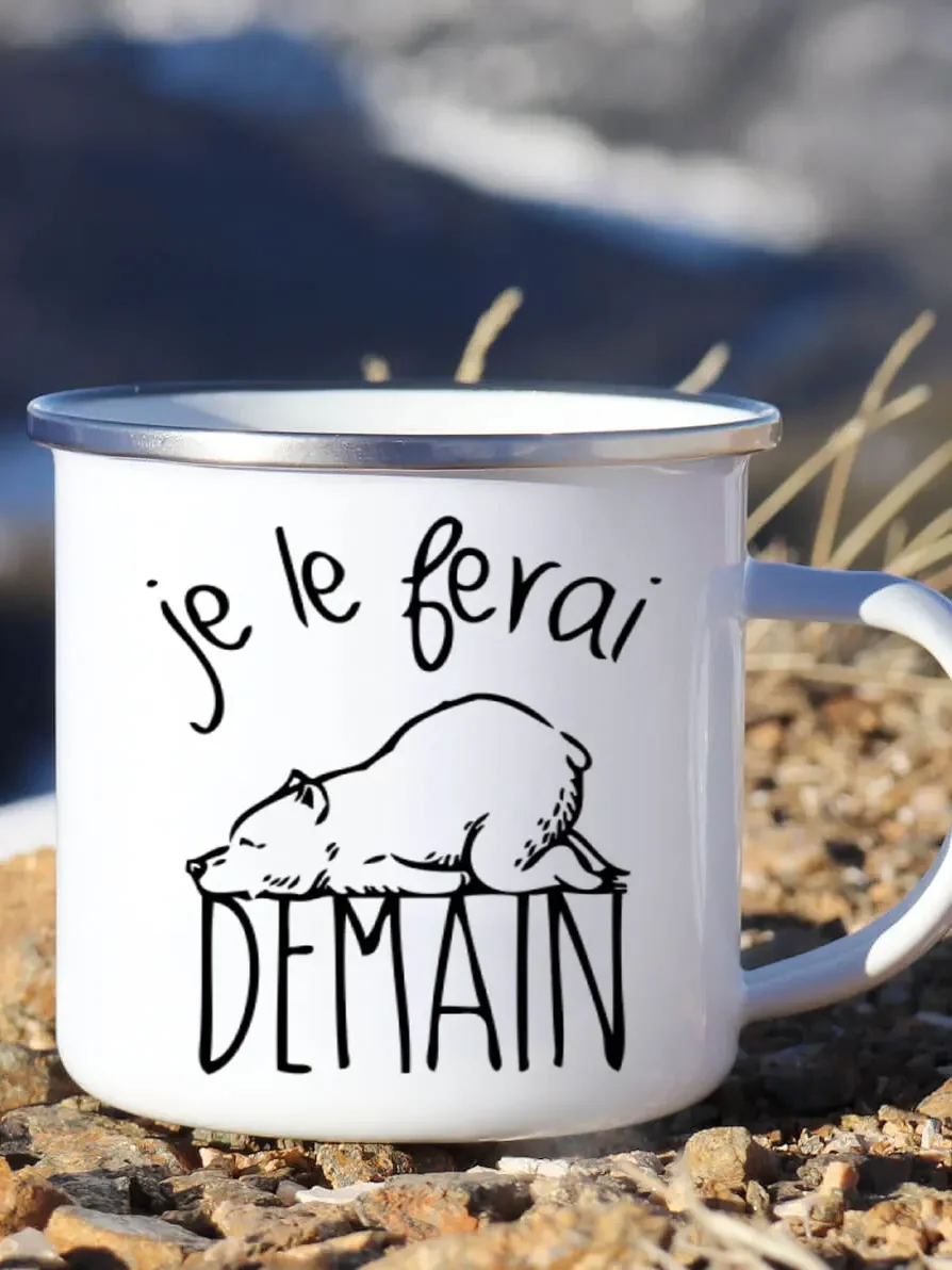 Wine Beer Coffee Drink - Leuke Emaille Koffiemok Frans Ik Zal