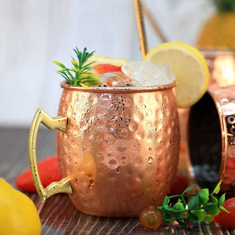 Wine Beer Coffee Drink - Mule mok van roestvrij staal, gehamerd