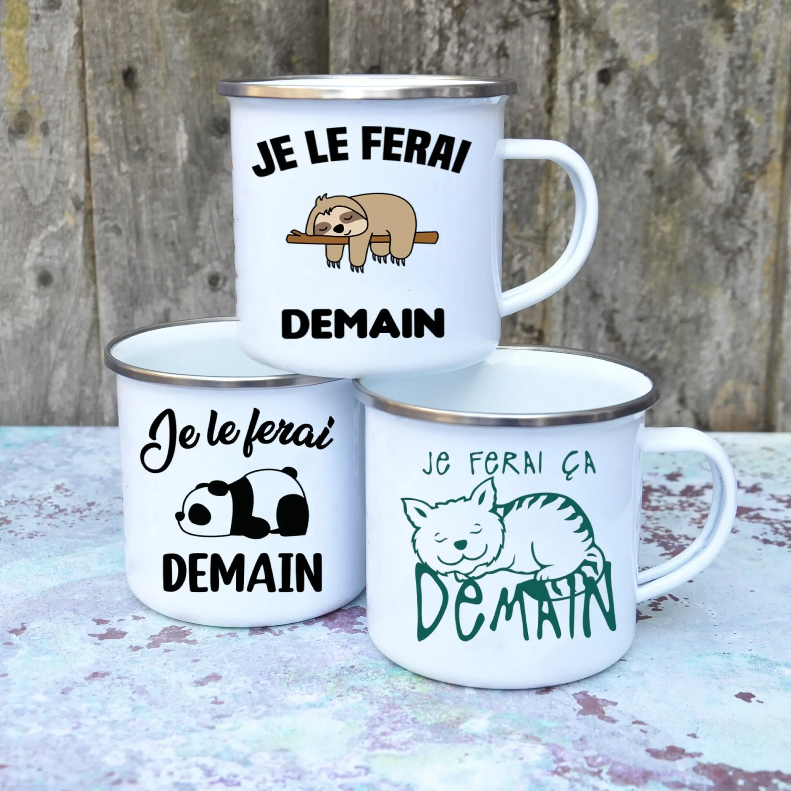 Leuke Emaille Koffiemok Frans  - Wine Beer Coffee Drink recensie en prijs