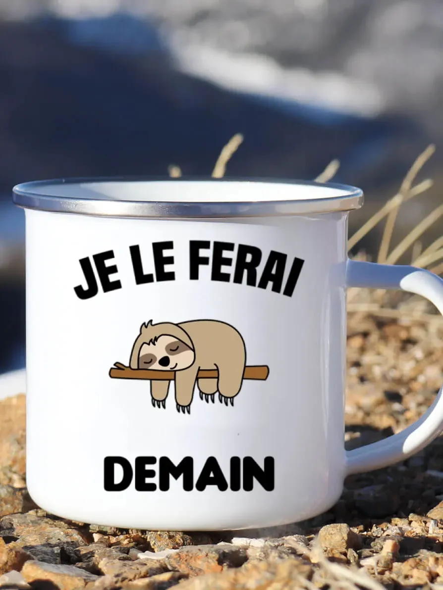 Leuke Emaille Koffiemok Frans  - Wine Beer Coffee Drink recensie en prijs