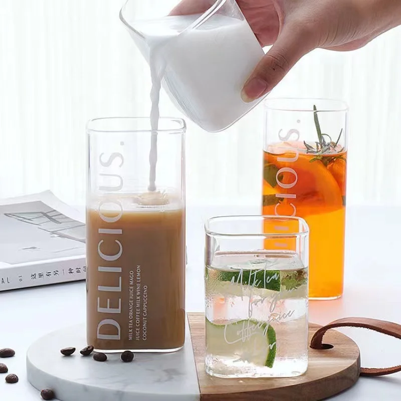 Vierkante eenvoudige glazen be - Wine Beer Coffee Drink recensie en prijs