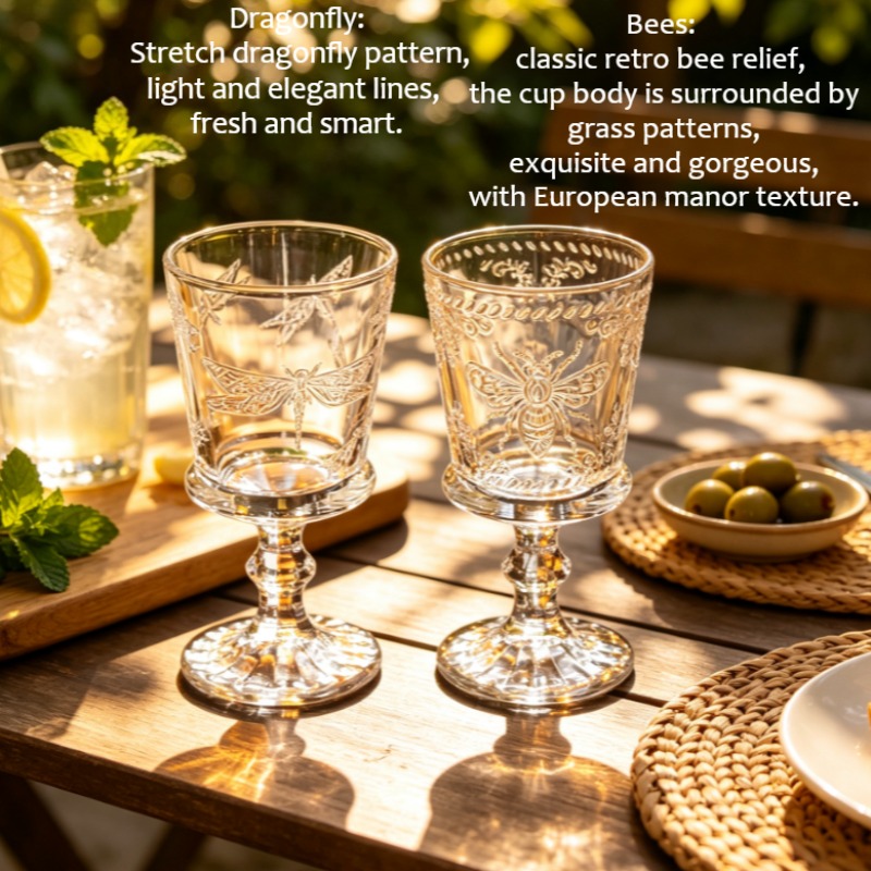 Glazen bekers met vlinderrelie - Wine Beer Coffee Drink recensie en prijs
