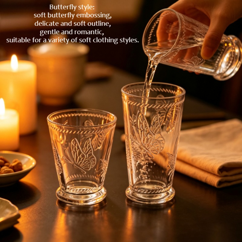 Glazen bekers met vlinderrelie - Wine Beer Coffee Drink recensie en prijs