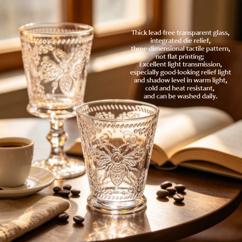 Glazen bekers met vlinderrelie - Wine Beer Coffee Drink recensie en prijs